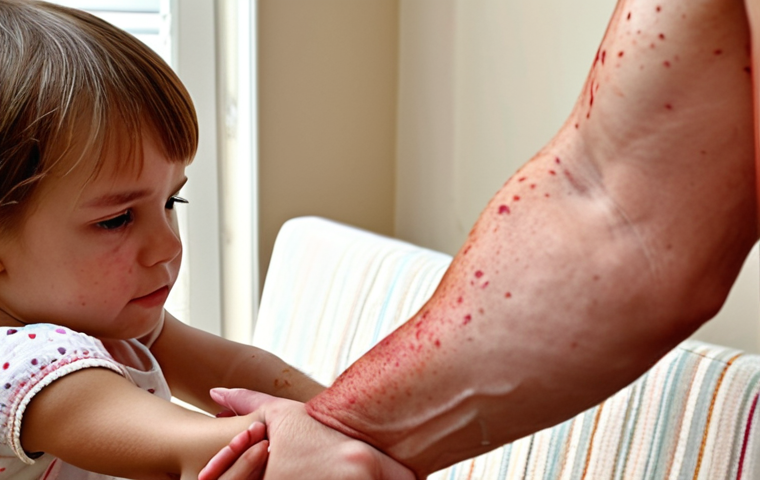 **Image Prompt:** A young child scratching their arm, visibly uncomfortable. Focus on dry, flaky skin and possible red patches. Emphasize a home environment with a caring parent nearby.
