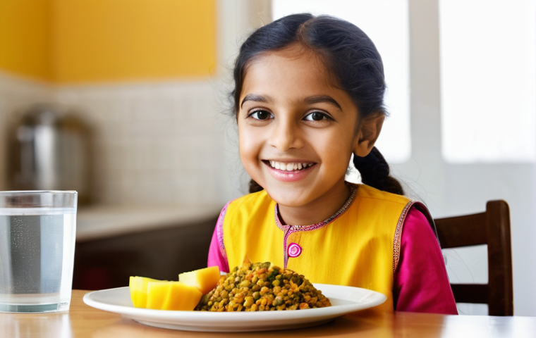 소아 위염과 복통의 관계 - **Prompt:** A thoughtful and concerned scene at a pediatrician's office, featuring a South Asian chi...