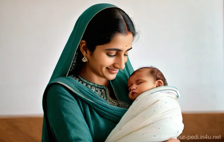 신생아 면역력 강화를 위한 관리법 - **Prompt 1: A Mother's Gentle Embrace**
    A tender and heartwarming scene depicting a young, lovin...