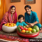 Home 22 아이들의 식욕부진 원인과 개선 방법 - A warm and inviting family dining scene in a traditional Pakistani home, showing a young child weari...