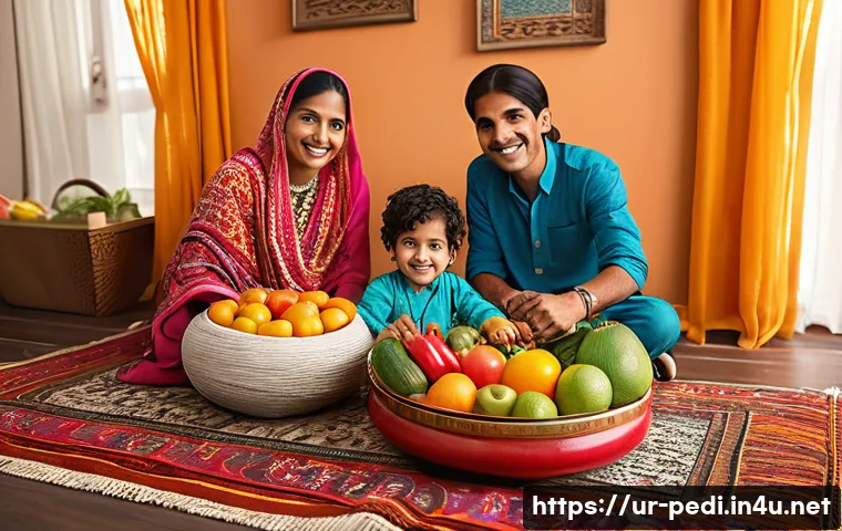 아이들의 식욕부진 원인과 개선 방법 - A warm and inviting family dining scene in a traditional Pakistani home, showing a young child weari...