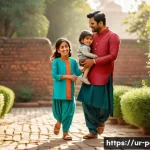 Home 21 아이들의 비타민D 결핍 예방과 치료법 - A cheerful South Asian family with young children playing outside in bright morning sunlight in a tr...